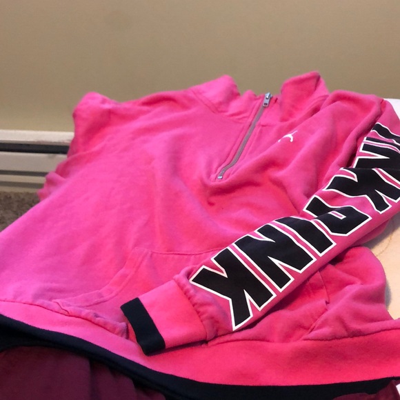 PINK Victoria's Secret Jackets & Blazers - VS PINK pink and black sweatshirt